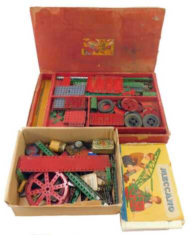 A Meccano set 8, together with Meccano magazines and a box containing loose Meccano, etc.