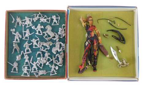 An Amazone Dreams Grenadier Selene Guardians of the Galaxy figure, together with various Grenadier cast metal figures, unpainted.