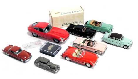 Diecast vehicles, to include a Franklin Mint Precision Models 1961 Jaguar E Type, etc. (1 tray)