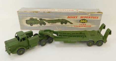 A Dinky Super Toys tank transporter, 660, boxed.