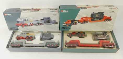 Two Corgi Classics Heavy Haulage diecast lorries, comprising a Stunter Brother Ltd Scammell Constructor and twenty four wheel low loader with load, 17602, and an Annis and Co Ltd Diamond T ballast with girder trailer and locomotive load, 31007, boxed.