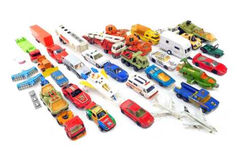 Diecast vehicles, to include a Matchbox Specials Porsche 959, Corgi Royal Mail data post trailer, Dinky Toys AEC tanker, a Corgi Carrimore mark IV transporter, etc. (1 box)