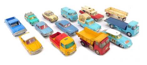 Playworn Corgi diecast, to include a Commer three quarter tonne chassis, an ERF model truck, a Wall's Ice Cream van, a Volkswagen van, etc. (1 tray)