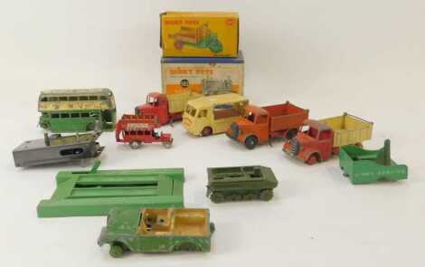 Dinky diecast vehicles, playworn, to include an NCB electric van, Bedford low loader, Land Rover (AF), a Motocart, boxed, etc. (1 tray)