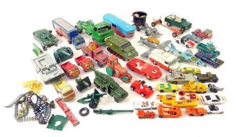 Various toys, to include a Tri-ang lorry in green, a Corgi Major Toys articulated horse box, Dinky Shado 2, Corgi International 6x6 truck, etc. (1 box)