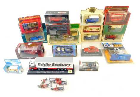 Boxed diecast, to include an Eddie Stobart Volvo FH fridge trailer, Pro Motors by Lledo Centenary Laxbury Village Commissioners van, Matchbox Models of Yesteryear Y18 1918 Atkinson D Type steam lorry, etc. (1 box)