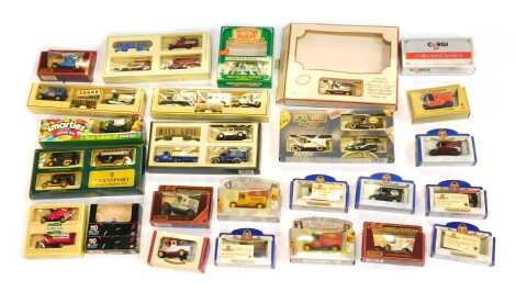 Boxed diecast, to include a Hotel Labels of the 1930s van set, various Days Gone sets, Matchbox Models of Yesterday Y301920 model AC Mach, Y-22 1930 Model A Ford van, etc. (1 box)