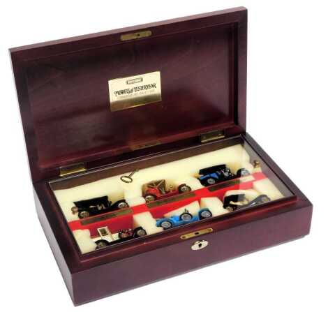 A Matchbox Models of Yesterday limited edition Connoisseur Collection, comprising six diecast cars, 1911 Ford T Tourer, 1909 Opel 4-8 HP Coupe, 1910 Benz 14-30HP Landaulet, 1912 Packard Model 30 Landaulet, 1911 Daimler A12 Tourer, 1911 Maxwell Gar Roadste