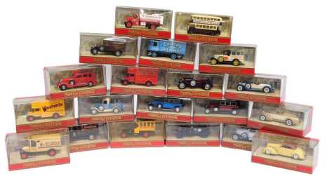 Matchbox Models of Yesteryear, to include a Ford Model TT for Drambuie, a Y44 1910 Renault bus, a Y36-B Rolls Royce Phantom 1, etc. (1 tray)