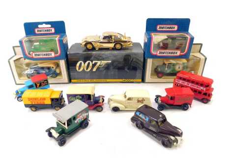 Diecast, to include Days Gone, Matchbox 1921 Ford T Model, a Corgi 007 Goldfinger Aston Martin DB5, boxed, etc. (1 tray)