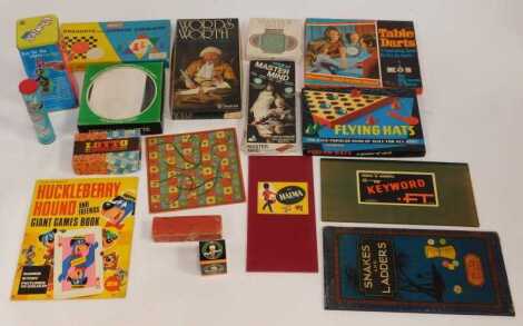 Various board games, to include Invictor Wordsworth, draughts and Chinese Checkers, Invictor Original Mastermind, French Roulette, etc. (1 box)