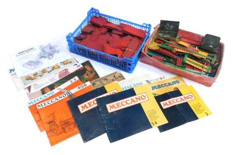 Meccano, loose parts, together with instruction booklets, etc. (2 boxes)