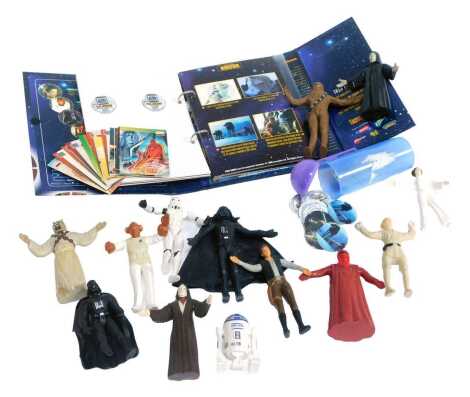 A Walkers Tazo Collectors Force Pack for the Star Wars Trilogy, together with various Star Wars figures including Luke Skywalker, Princess Leia, Obi Wan Kenobi, R2D2, Wookie, Storm Trooper, Han Solo, Royal Guard, Darth Vadar, etc. (a quantity)