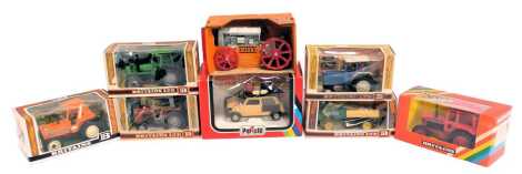 A group of Britains and other diecast tractors, to include a Volvo tractor, Dutz tractor, an Ertl Antique Fordson tractor, a Polistil Mini Cooper 1300 Mato Grosso, etc. (1 box)