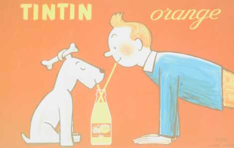 A Tin-Tin orange advertising print, 34cm x 50cm.