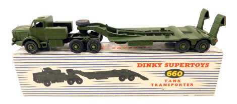 A Dinky Super Toys tank transporter, 660, boxed.