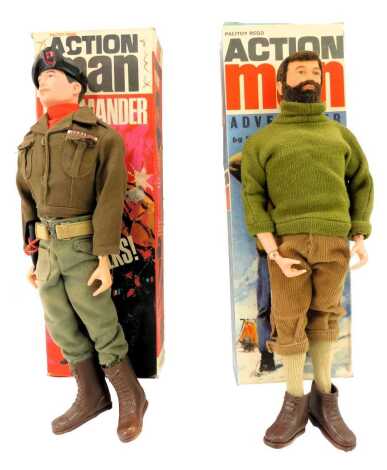 Two Action Man toys, comprising Commander and Adventurer, each boxed.