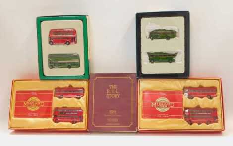 Diecast bus sets, to include London Transport Museum London Country GS and RF Limited Edition Bus Set 13, Dartford 1963 limited edition bus set 14, Original Omnibus Company Midland Red Centary Set 1904-2004 (2), and The RTL Story volume 3, each boxed. (5)