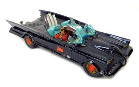 A Corgi Toys diecast Batmobile, with Robin and Batman figures.