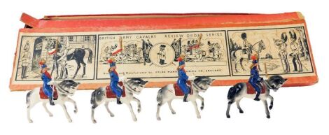 A Fylde Manufacturing Company lead soldier set, Royal Horse Guards, comprising four figures on horseback, boxed.