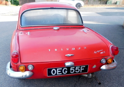 A Triumph mark 2 Spitfire 1968, registration OEG55F, chassis number FD24290, engine number FD20329HE, 1296cc petrol, red, 32,074 recorded miles, V5 present, with paperwork and invoices, spares and accessories. - 3