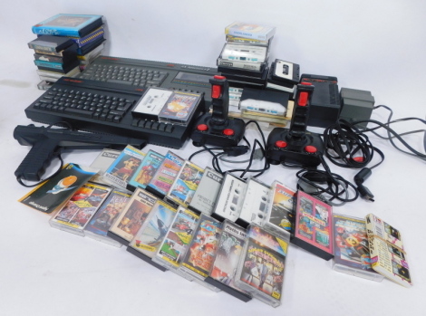 Sinclair ZX Spectrum +2 128k consoles, with joysticks, light gun, power packs, instructions, and games cassettes. (a quantity)