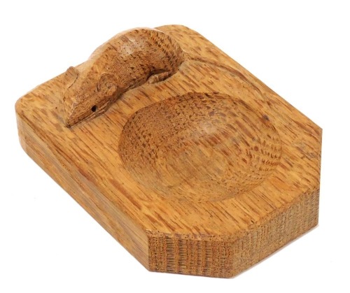 A Robert Thompson of Kilburn 'Mouseman' oak ashtray, 10cm diameter.