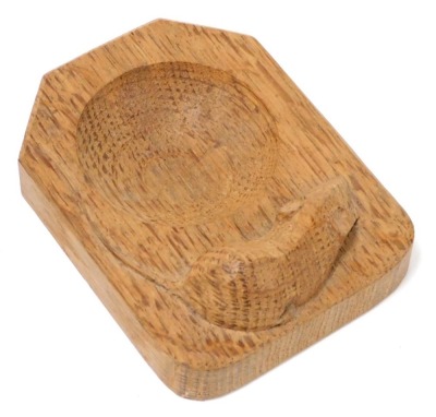 A Robert Thompson of Kilburn 'Mouseman' oak ashtray, 10cm diameter. - 2