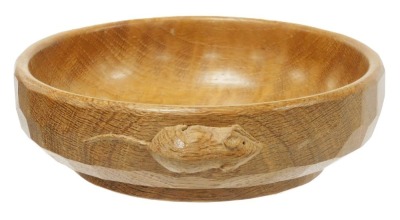 A Robert Thompson of Kilburn 'Mouseman' oak nut bowl, 15.5cm diameter.