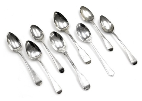 Eight silver Victorian and later teaspoons, comprising presentation, Old English pattern and others, 4oz.