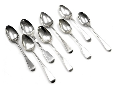 Eight various silver teaspoons, some Old English pattern, 4oz.