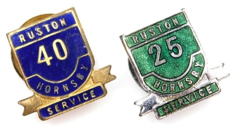 Two Ruston and Hornsby Service badges, for 40 and 25 Years.