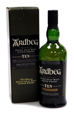 A bottle of Ardbeg single Islay malt whisky, aged 10 years, 70cl, with box.