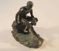 A 19thC bronze seated figure of Mercury