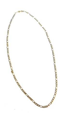 A 9ct gold figaro link neck chain, on a bolt ring clasp, 2.2g.