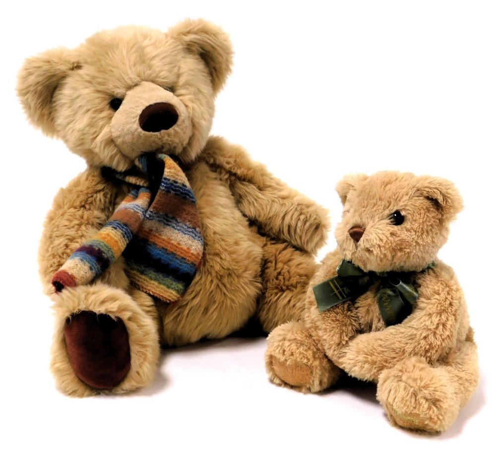 A Fraser bear 2001 together with a Harrods teddy bear. 2