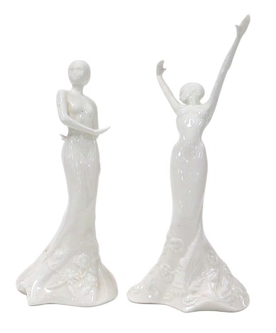 Two Coalport porcelain figures, comprising Staccato-White, and Cadenza-White, both modelled by Neil Welch, printed marks.