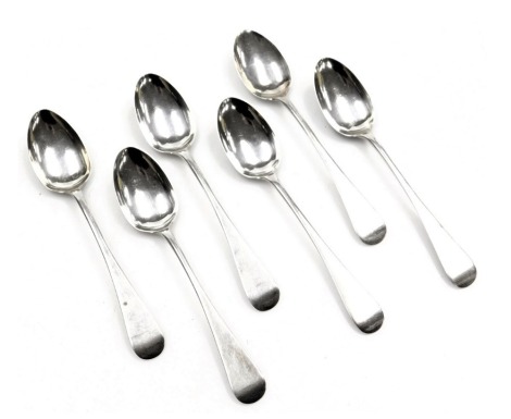 A set of six Victorian silver Old English pattern teaspoons, Glasgow 1860, 4.08oz.