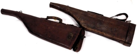 Two vintage leather "mutton leg" gun cases, one stamped with initials CHE, and with suppliers label E Anson and Co Birmingham, the case stamped J Durieux Bowen.