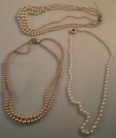 Three pearl bead necklaces