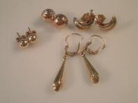 Four pairs of 18ct gold earrings