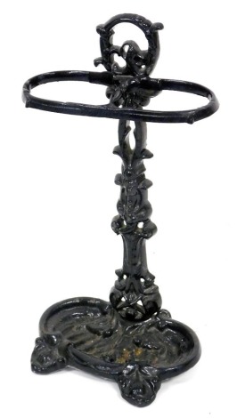 A Victorian black painted cast iron stick stand, 56cm high.