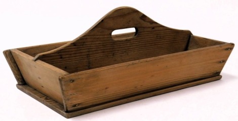 A Victorian pine housemaid's box, of twin division form, 44cm wide. `