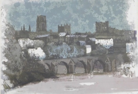 Norman Wade (British, 20thC). Durham-Elvet Bridge, linocut, limited edition 14/70, titled, signed and dated '70, 49cm x 64cm.