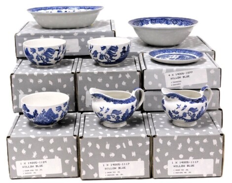 A Johnson Brothers Willow Blue pattern part dinner and tea service, all boxed. (a quantity)