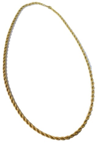 A 9ct gold rope twist neck chain, on a bolt ring clasp, 7.6g.