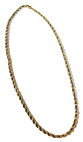 A 9ct gold rope twist neck chain, on a lobster claw clasp, 8.1g.