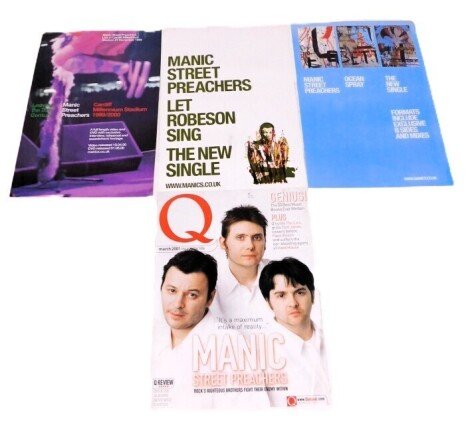 Four Manic Street Preachers record shop posters, that were never used, comprising Leaving 20th Century 1999, Q magazine cover 2001, Let Robeson Sing 2001, and Ocean Spray 2001.