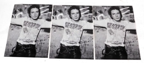 Three Sex Pistols Johnny Rotten posters, that were never used, for use in tube stations or London buses, issued by Virgin Records, circa 1999-2003.