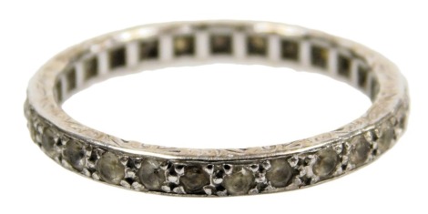 A cz full eternity ring, in white metal, stamped 9ct, size S, 2.8g.